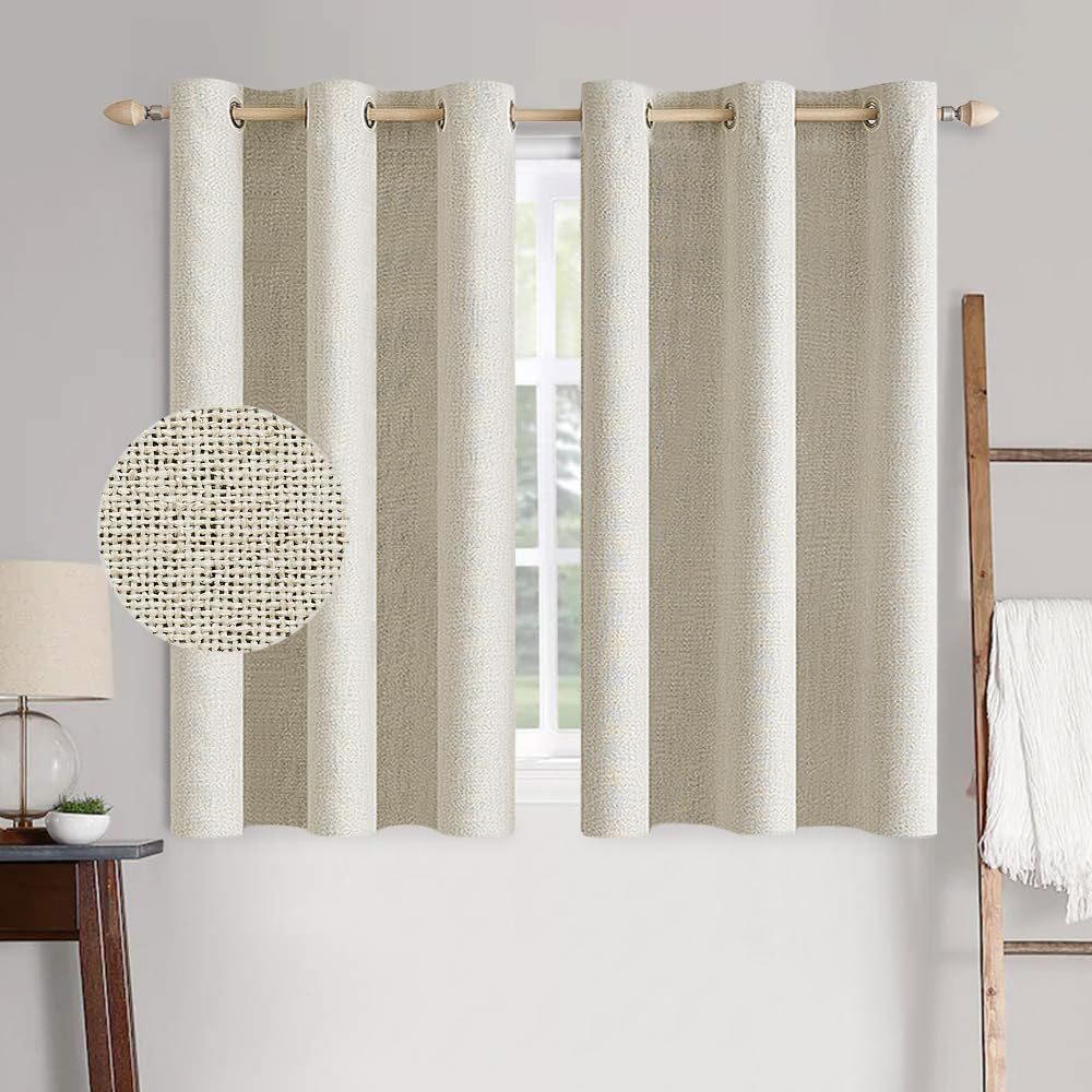 MIULEE 100% Blackout Linen Curtains for Bedroom 52x84 Inches Dusty Blue