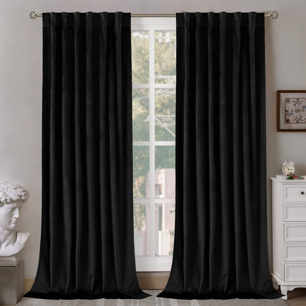 BGment Christmas Red Velvet Curtains 96 Inches for Living Room, Thermal Room Darkening Curtains Sound Reduce Drapes with Back Tab and Rod Pocket for French Door, 2 Panels, 52 x 96 Inch