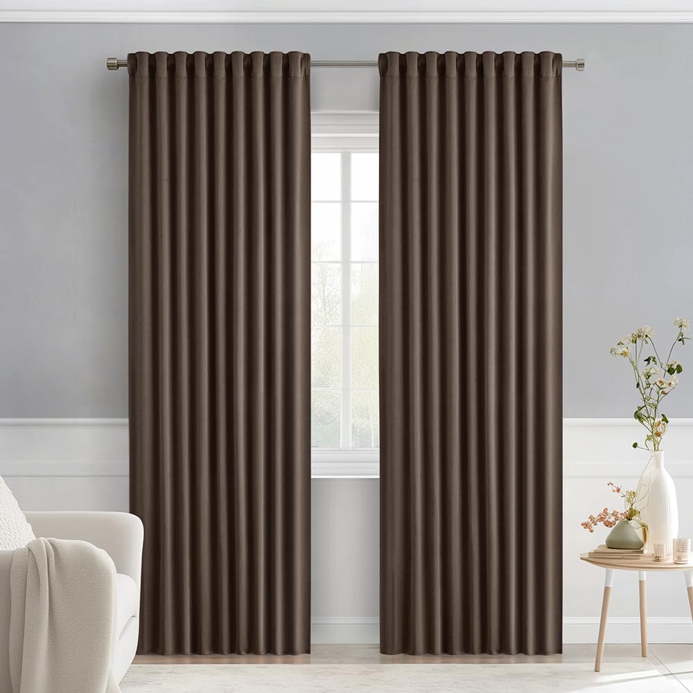 MIULEE 2 Panels Set Black Back Tab Blackout Curtains 52x96 Inch Long