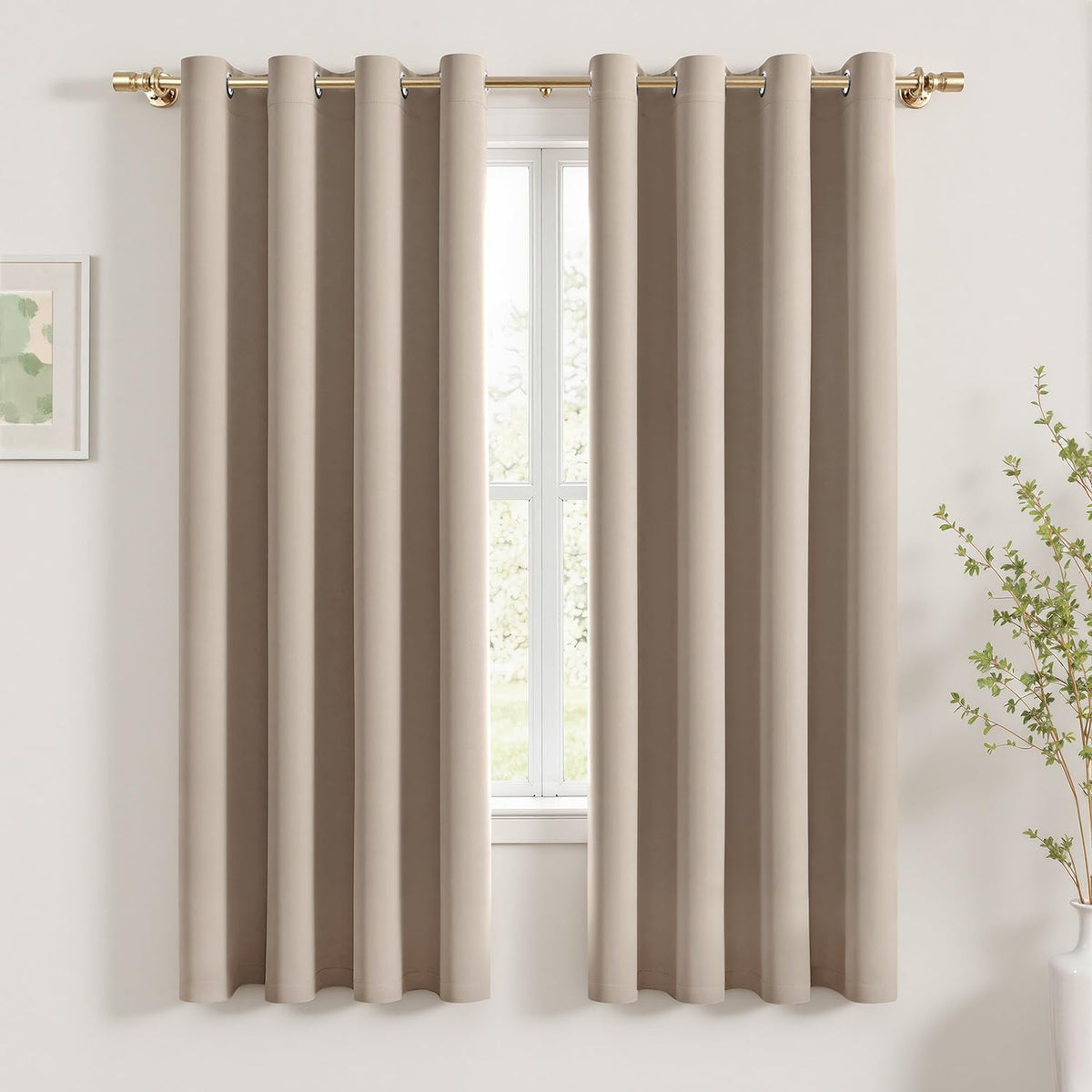 MIULEE Beige Blackout Bedroom Curtains Drapes 84 Inch Long 52"x84"