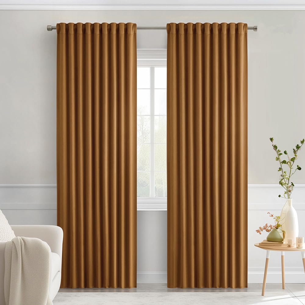 MIULEE 2 Panels Set Black Back Tab Blackout Curtains 52x96 Inch Long