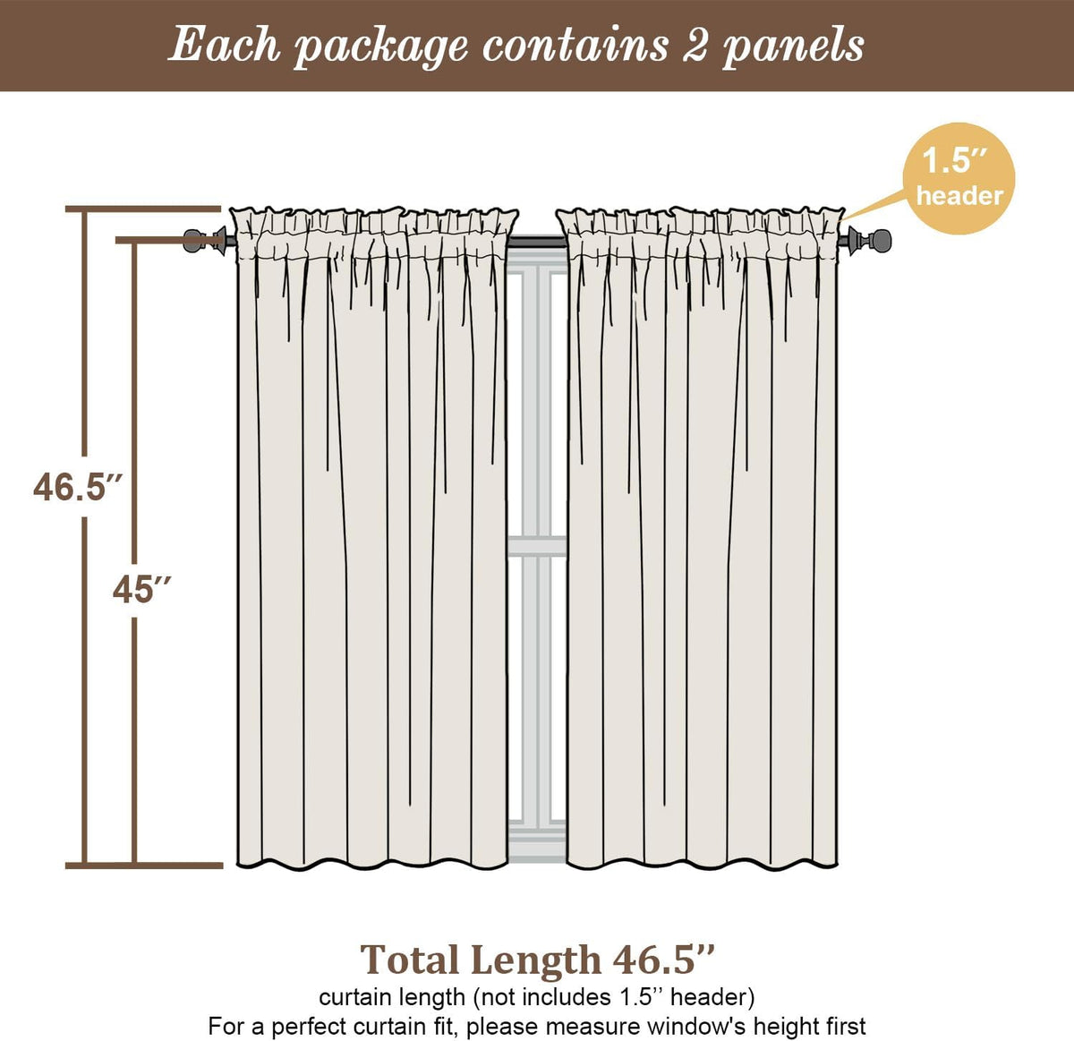 Chyhomenyc Roman Linen Blend Curtains 45 Inch Length 2 Panels, Light Filtering Soft Airy Leaf Floral Printed Rod Pocket Textured Window Treatment Drapes for Living Room Bedroom, 38Wx45L Inch, 2 PCS