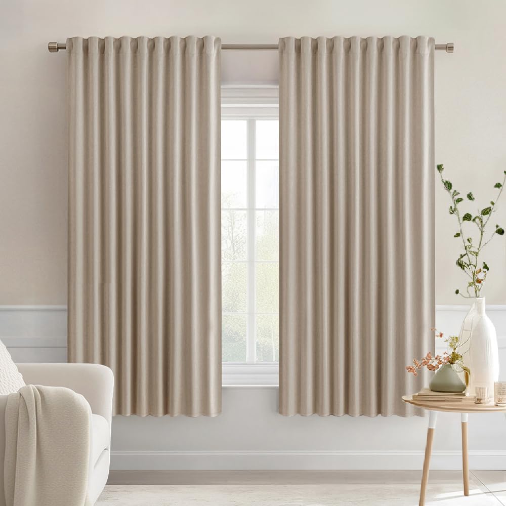 MIULEE 2 Panels Set Black Back Tab Blackout Curtains 52x96 Inch Long