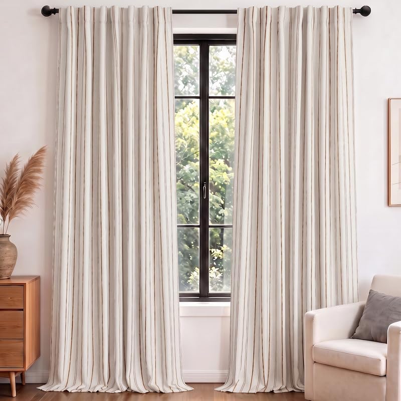MYSKY HOME Linen Blackout Curtains for Bedroom and Living Room