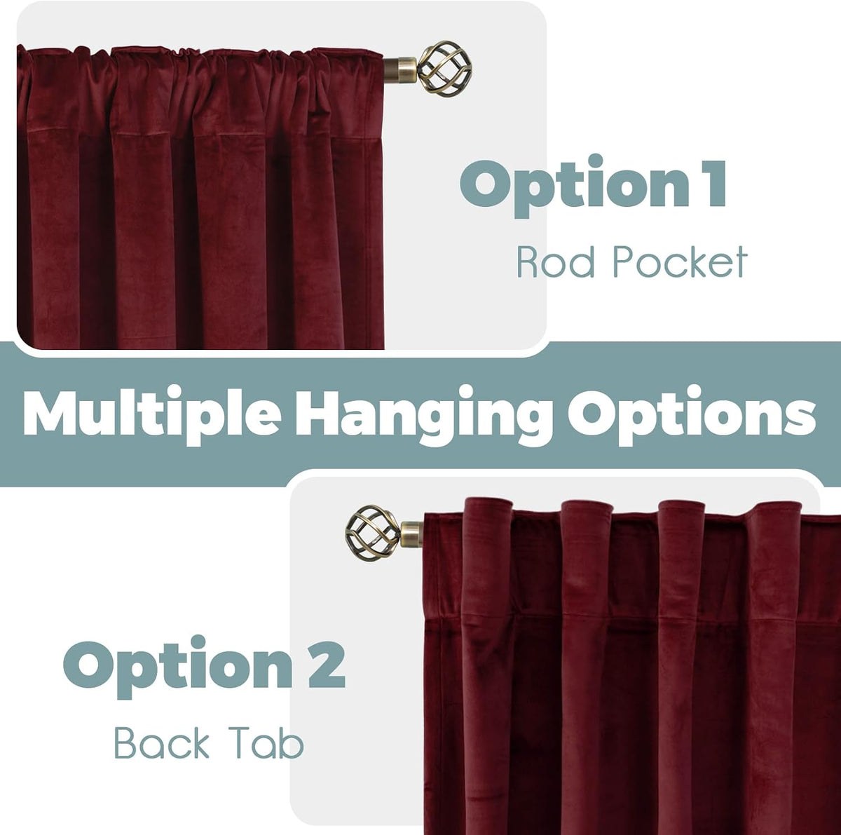 BGment Christmas Red Velvet Curtains 96 Inches for Living Room, Thermal Room Darkening Curtains Sound Reduce Drapes with Back Tab and Rod Pocket for French Door, 2 Panels, 52 x 96 Inch