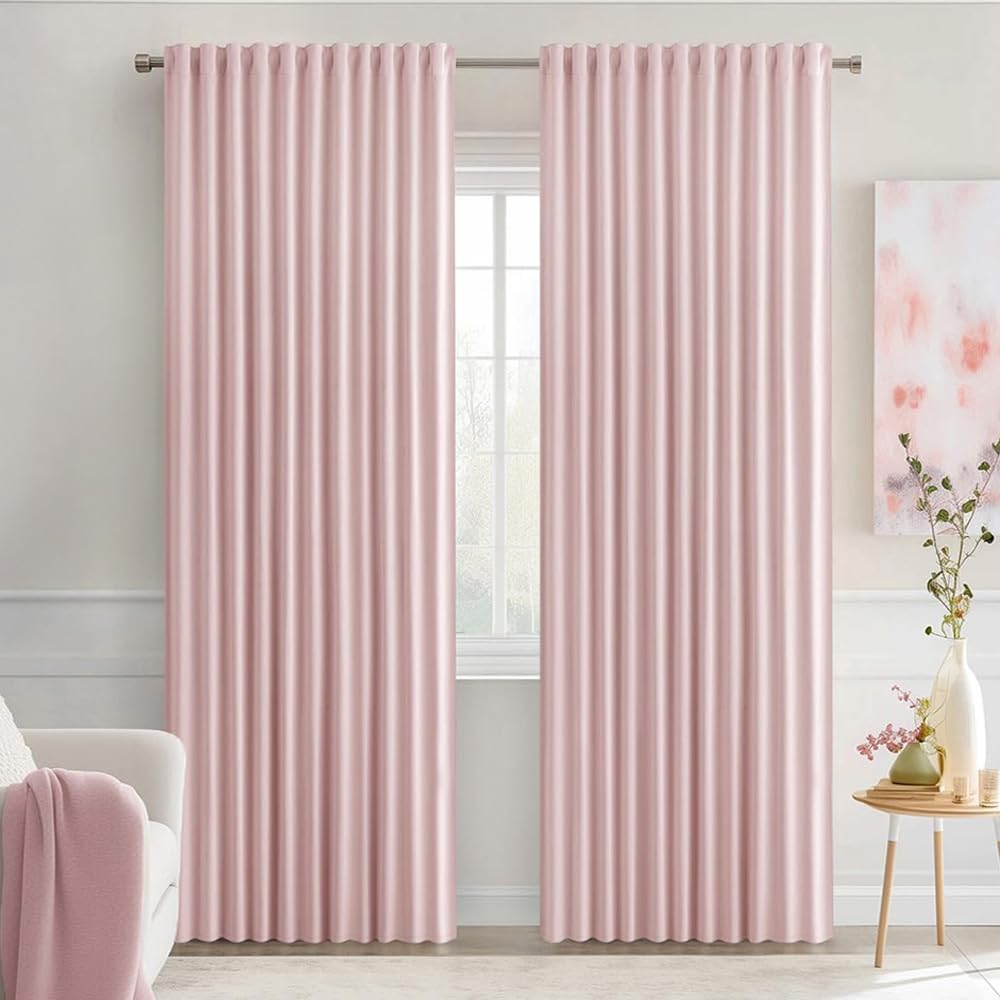 MIULEE 2 Panels Set Black Back Tab Blackout Curtains 52x96 Inch Long
