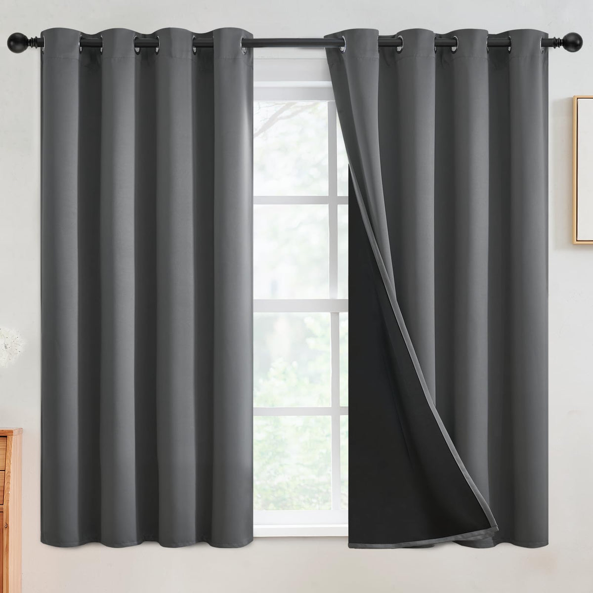 SimpleHome Cream 100% Blackout Curtains Room Darkening Living Room 84 Inch