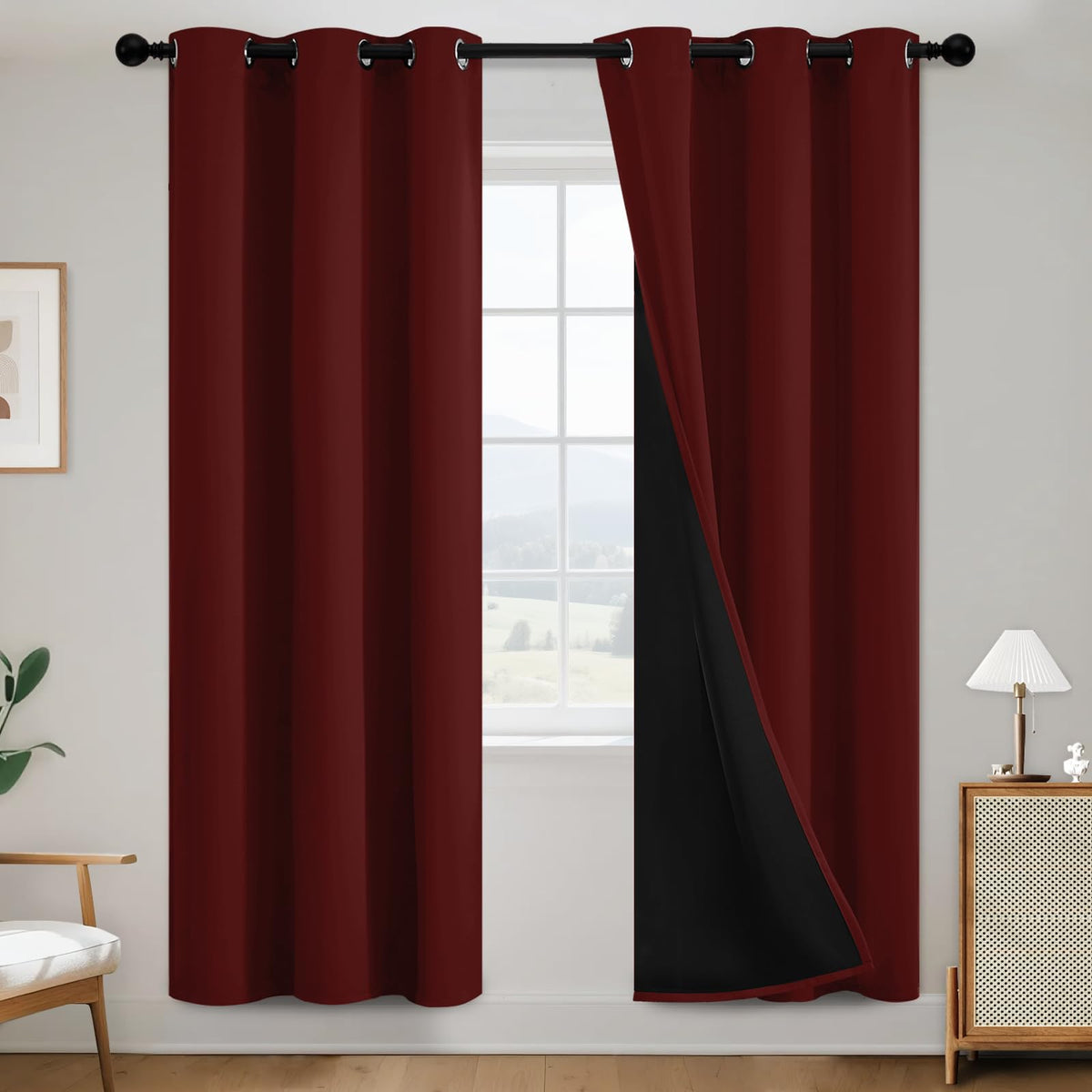 SimpleHome Cream 100% Blackout Curtains Room Darkening Living Room 84 Inch