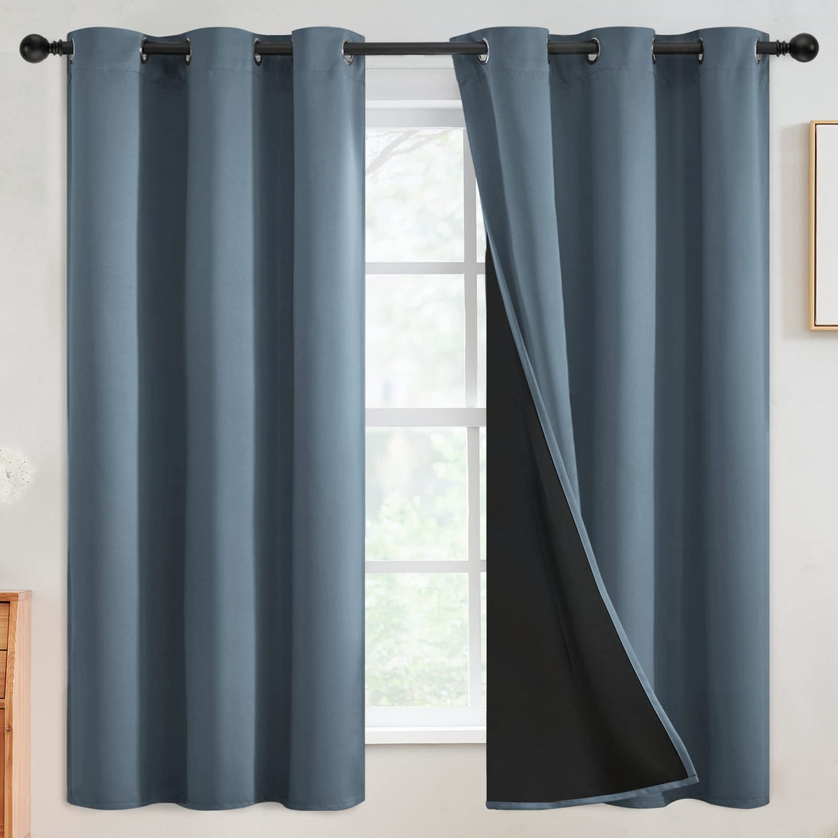 SimpleHome Cream 100% Blackout Curtains Room Darkening Living Room 84 Inch