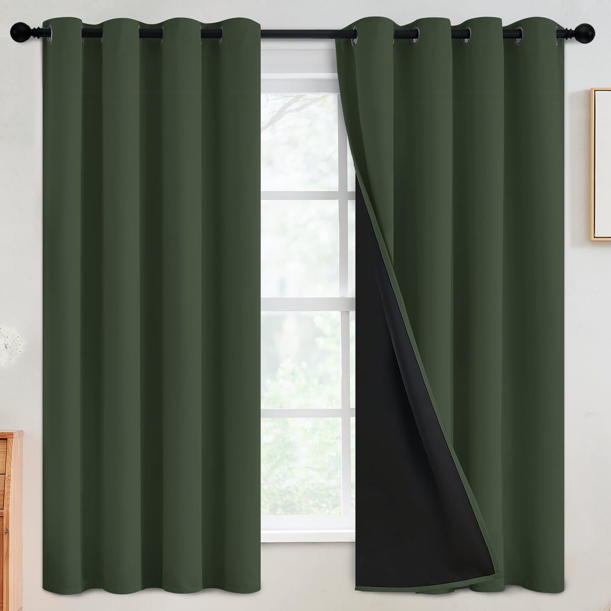 SimpleHome Cream 100% Blackout Curtains Room Darkening Living Room 84 Inch
