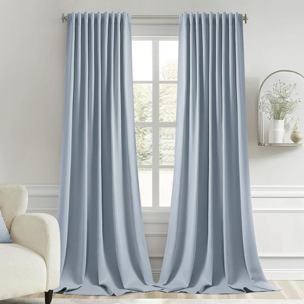 MIULEE 2 Panels Set Black Back Tab Blackout Curtains 52x96 Inch Long