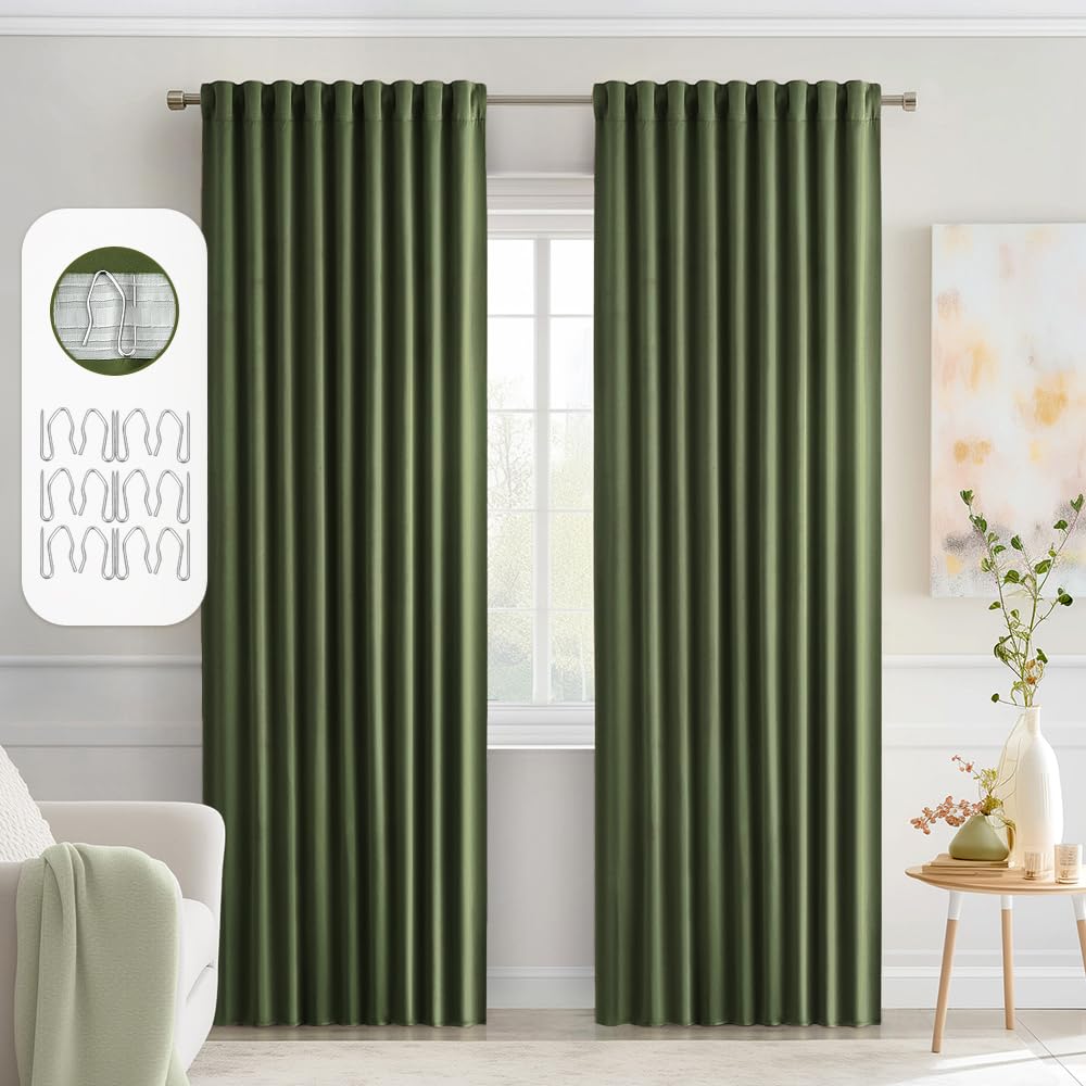 MIULEE 2 Panels Set Black Back Tab Blackout Curtains 52x96 Inch Long