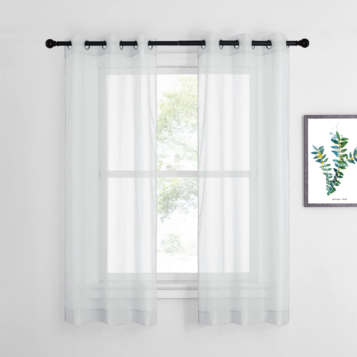 NICETOWN White Sheer Curtains & Drapes 96 inches Long for Living Room - Grommet Top Solid Lightweight & Airy Gauzy Window Treatments with Light Filtering for Bedroom, 2 Panels, W54 x L96