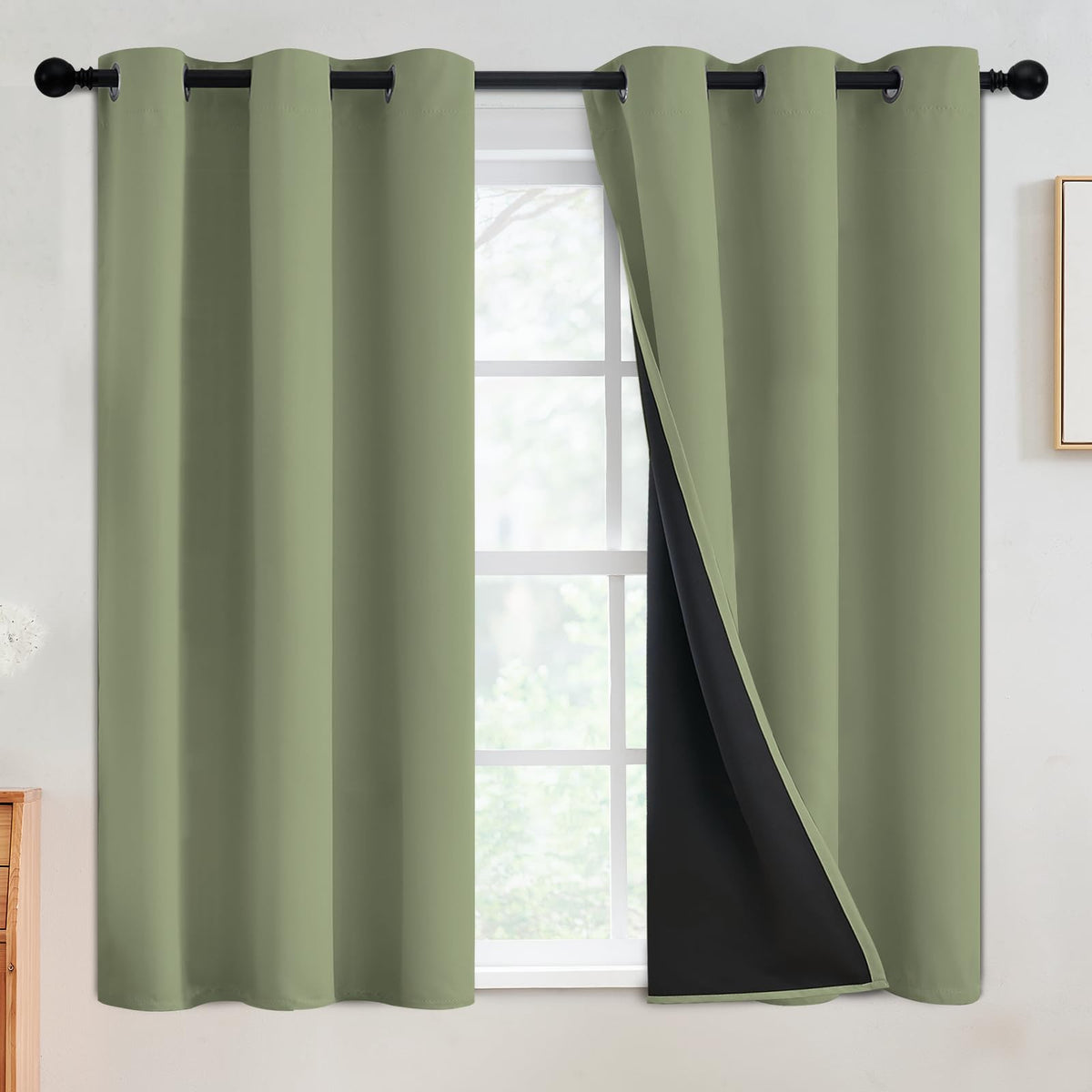 SimpleHome Cream 100% Blackout Curtains Room Darkening Living Room 84 Inch