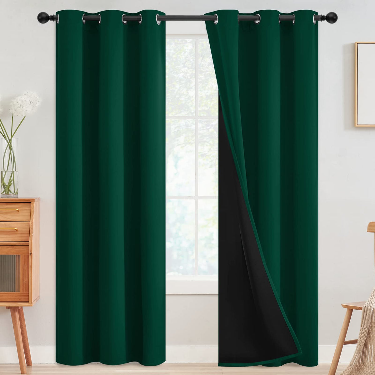 SimpleHome Cream 100% Blackout Curtains Room Darkening Living Room 84 Inch