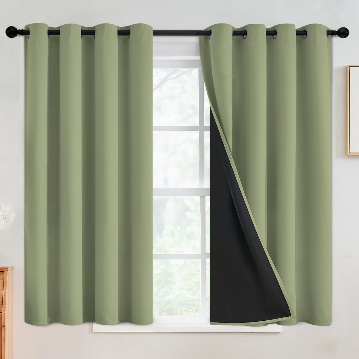 SimpleHome Cream 100% Blackout Curtains Room Darkening Living Room 84 Inch