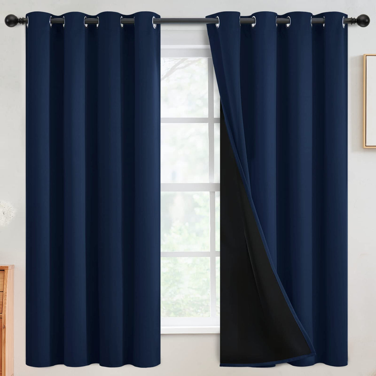 SimpleHome Cream 100% Blackout Curtains Room Darkening Living Room 84 Inch