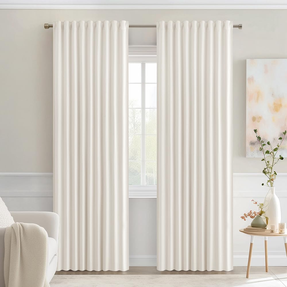 MIULEE 2 Panels Set Black Back Tab Blackout Curtains 52x96 Inch Long