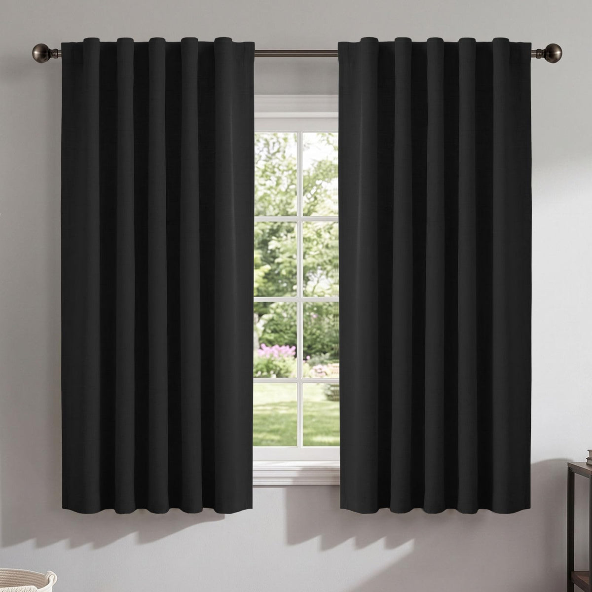 Linen Total Blackout Curtains for Bedroom Living Room 84 Inch, Cream