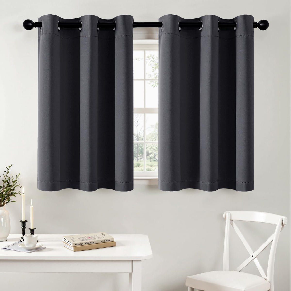 MIULEE Blackout Curtains for Bedroom 2 Panels 40 x 84 Inch Long Black