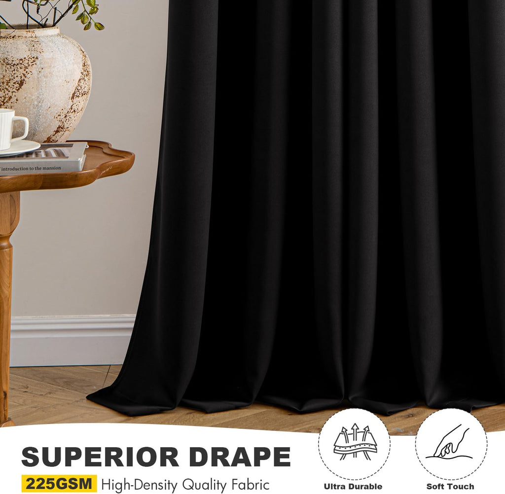 MIULEE Blackout Curtains for Bedroom 2 Panels 40 x 84 Inch Long Black