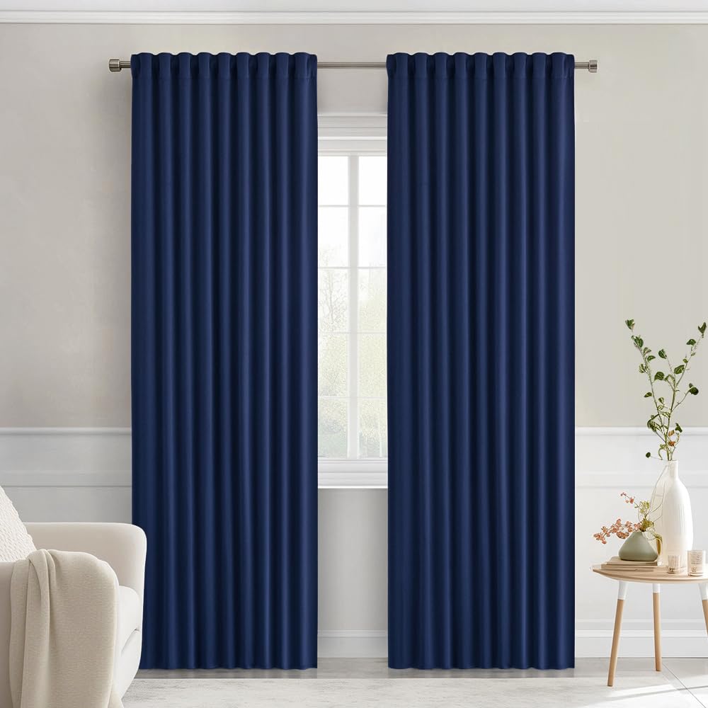 MIULEE 2 Panels Set Black Back Tab Blackout Curtains 52x96 Inch Long