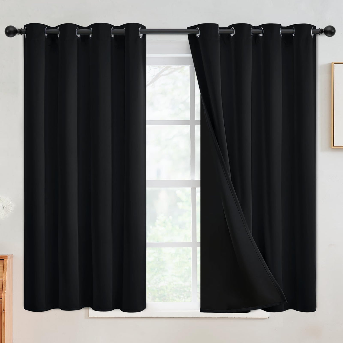 SimpleHome Cream 100% Blackout Curtains Room Darkening Living Room 84 Inch