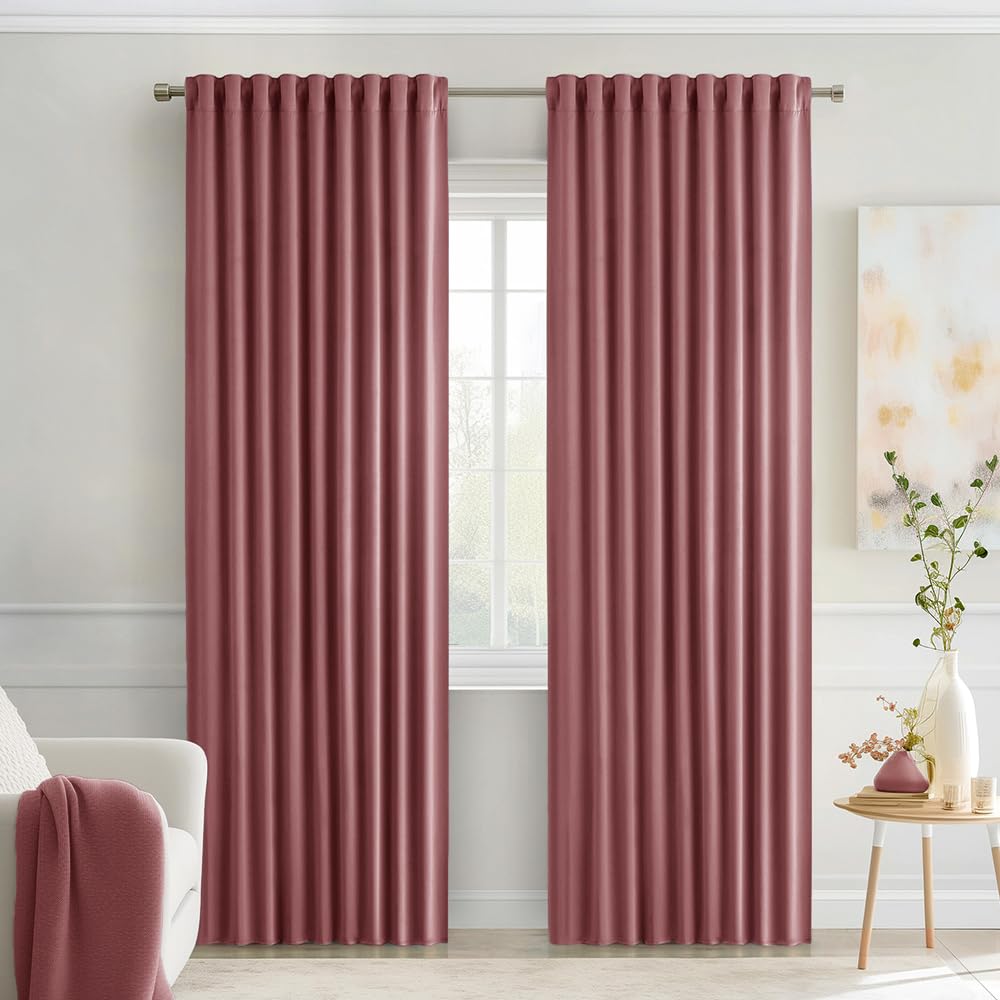 MIULEE 2 Panels Set Black Back Tab Blackout Curtains 52x96 Inch Long