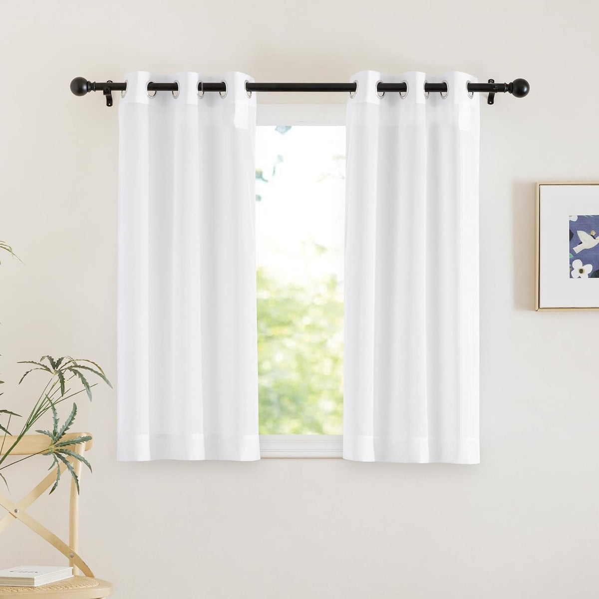 NICETOWN White Sheer Curtains & Drapes 96 inches Long for Living Room - Grommet Top Solid Lightweight & Airy Gauzy Window Treatments with Light Filtering for Bedroom, 2 Panels, W54 x L96