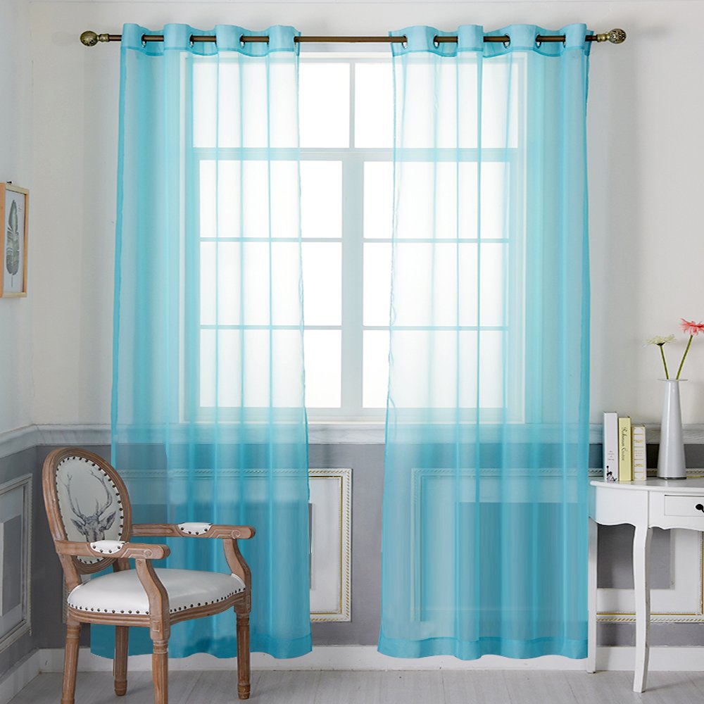 NICETOWN White Sheer Curtains & Drapes 96 inches Long for Living Room - Grommet Top Solid Lightweight & Airy Gauzy Window Treatments with Light Filtering for Bedroom, 2 Panels, W54 x L96