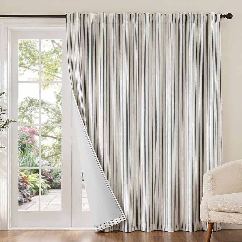MYSKY HOME Linen Blackout Curtains for Bedroom and Living Room
