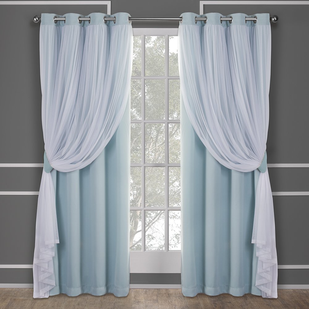 TOWN & COUNTRY LUXE Talia Double Layer Indoor Curtains, Sheer and Room Darkening Blackout, Grommet Top, Energy Efficient, 2-Pack Set, 52"x84", Rose Blush