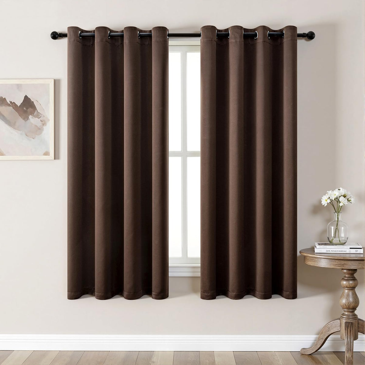 MIULEE Beige Blackout Bedroom Curtains Drapes 84 Inch Long 52"x84"