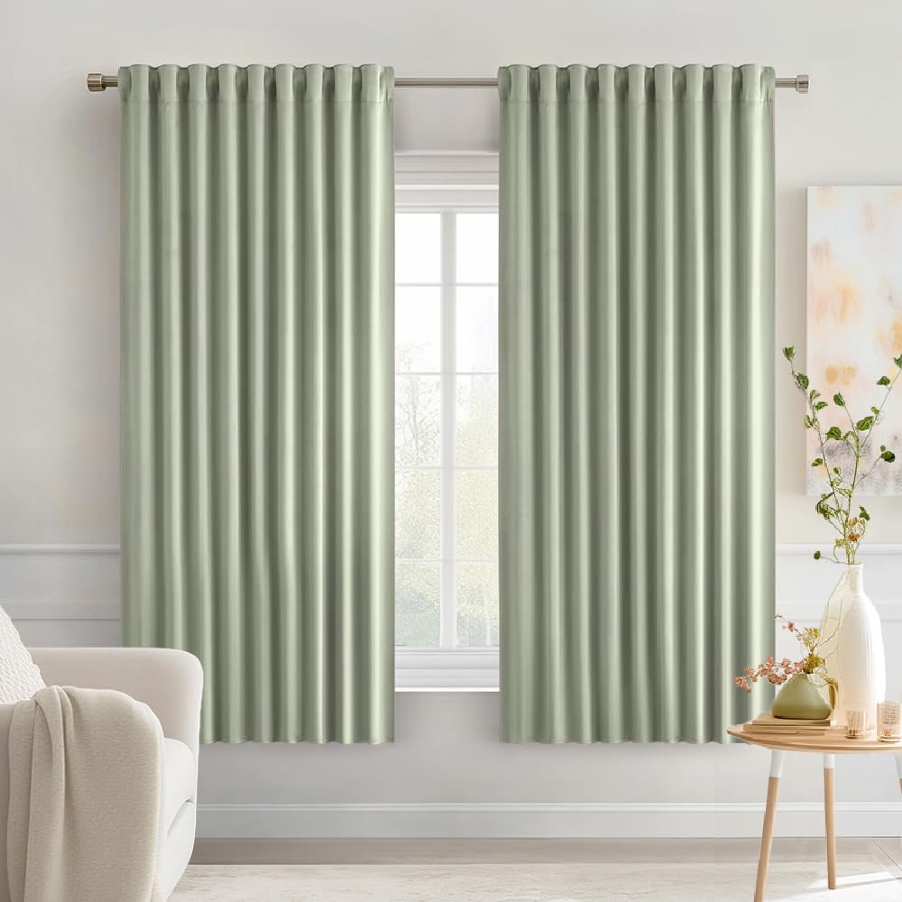 MIULEE 2 Panels Set Black Back Tab Blackout Curtains 52x96 Inch Long