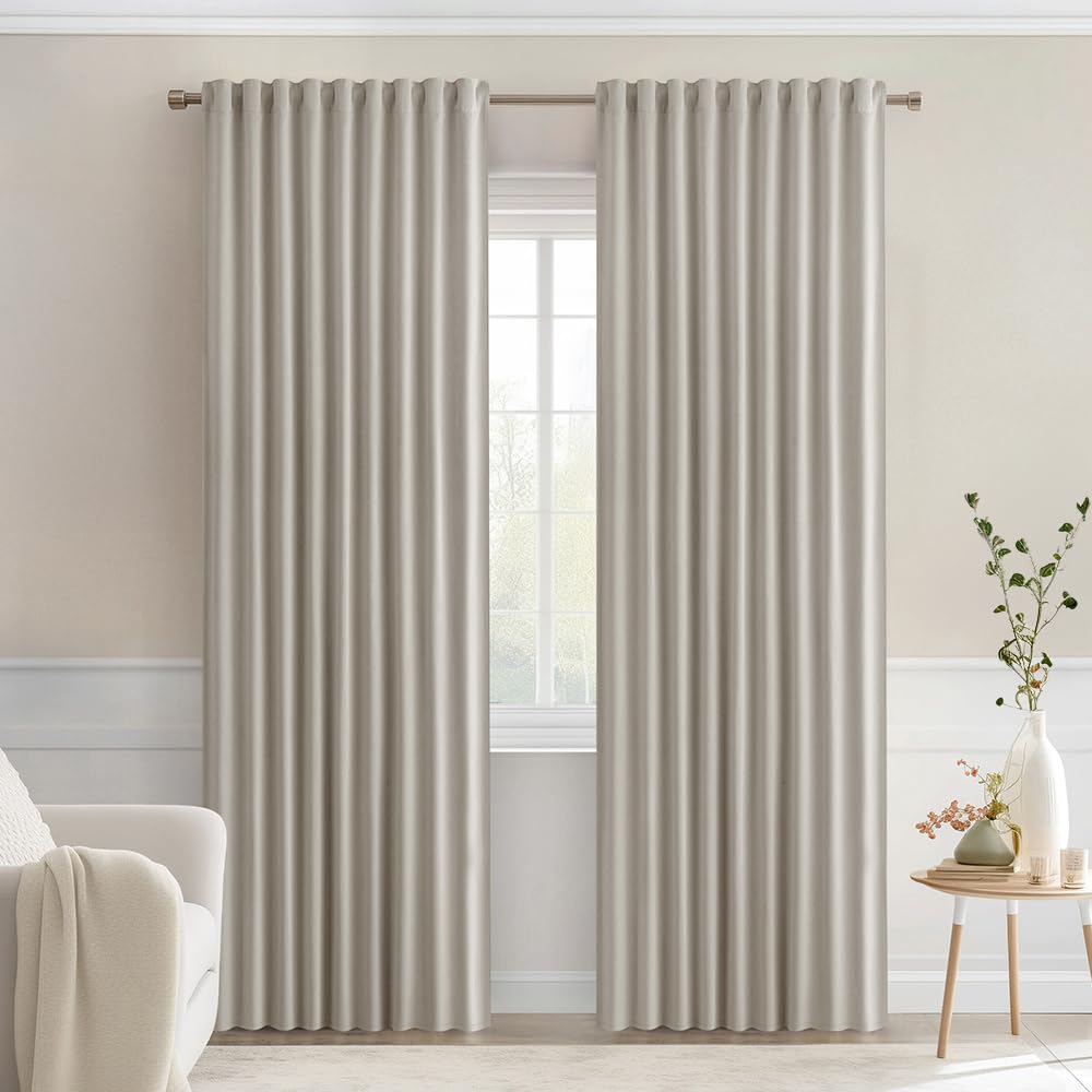 MIULEE 2 Panels Set Black Back Tab Blackout Curtains 52x96 Inch Long
