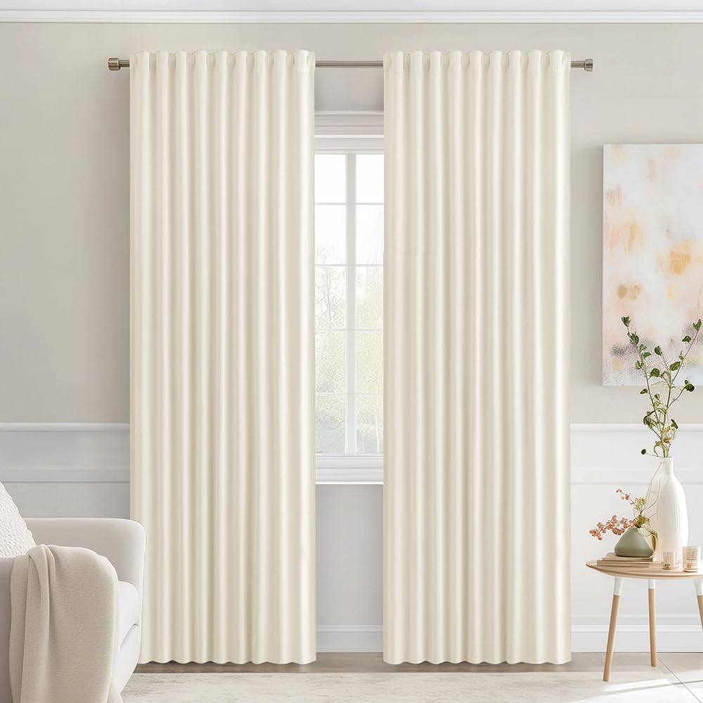 MIULEE 2 Panels Set Black Back Tab Blackout Curtains 52x96 Inch Long