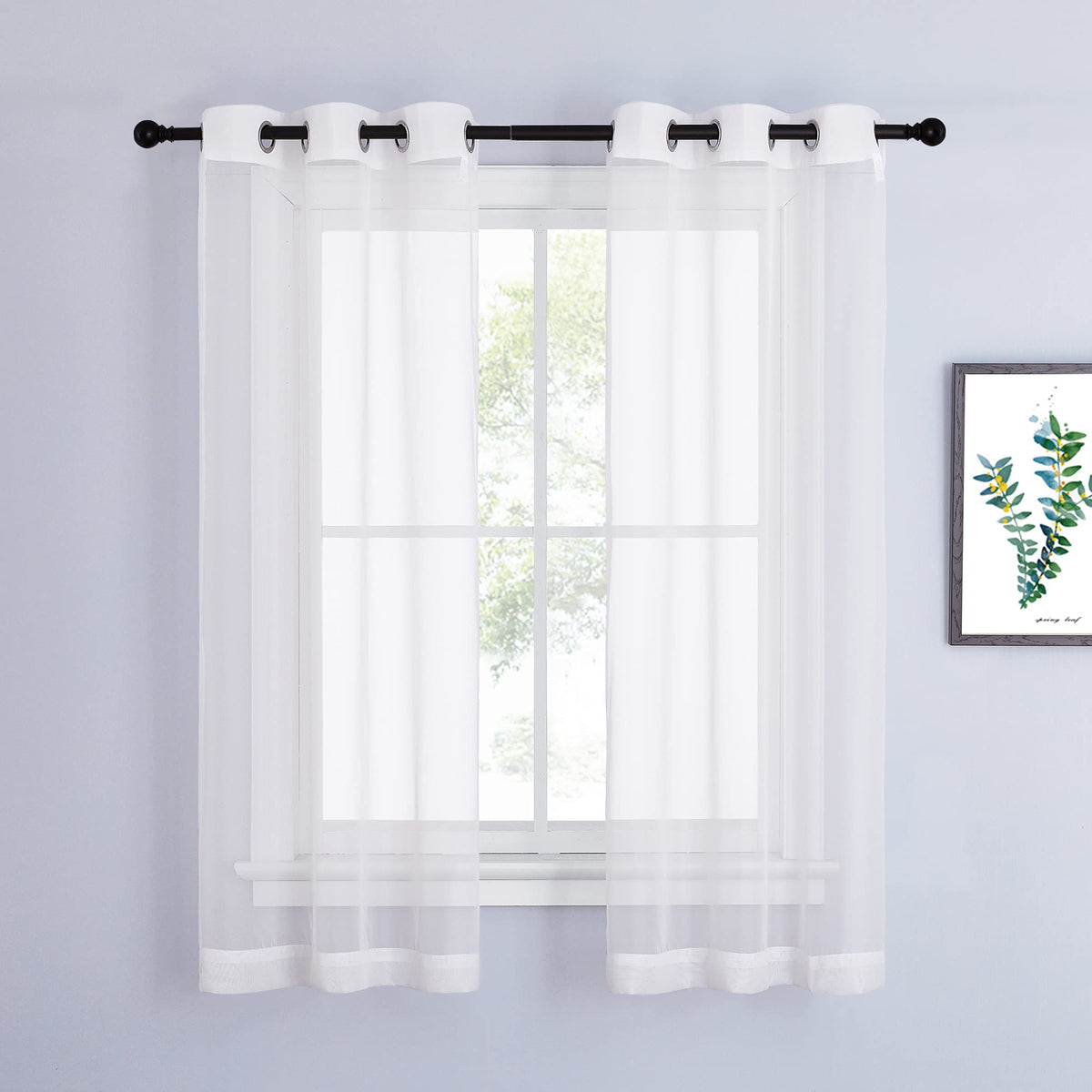 NICETOWN White Sheer Curtains & Drapes 96 inches Long for Living Room - Grommet Top Solid Lightweight & Airy Gauzy Window Treatments with Light Filtering for Bedroom, 2 Panels, W54 x L96