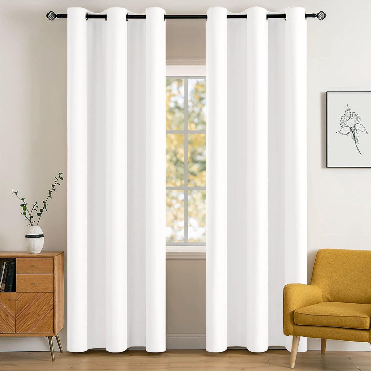 MIULEE Beige Blackout Bedroom Curtains Drapes 84 Inch Long 52"x84"