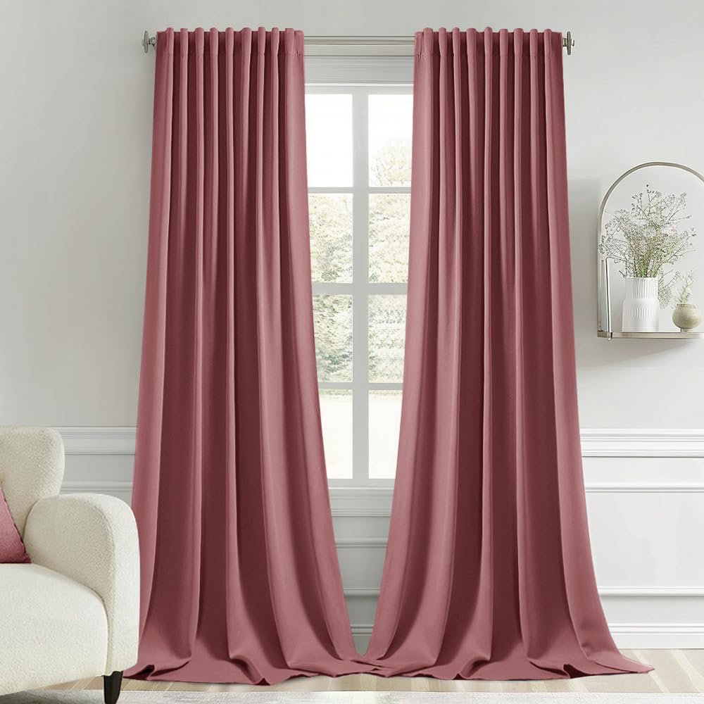MIULEE 2 Panels Set Black Back Tab Blackout Curtains 52x96 Inch Long