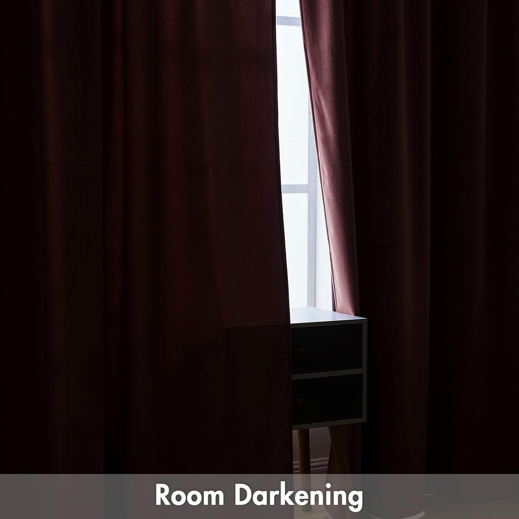 MIULEE Dusty Rose Pink Velvet Room Darkening Curtains for Bedroom W52 x L84