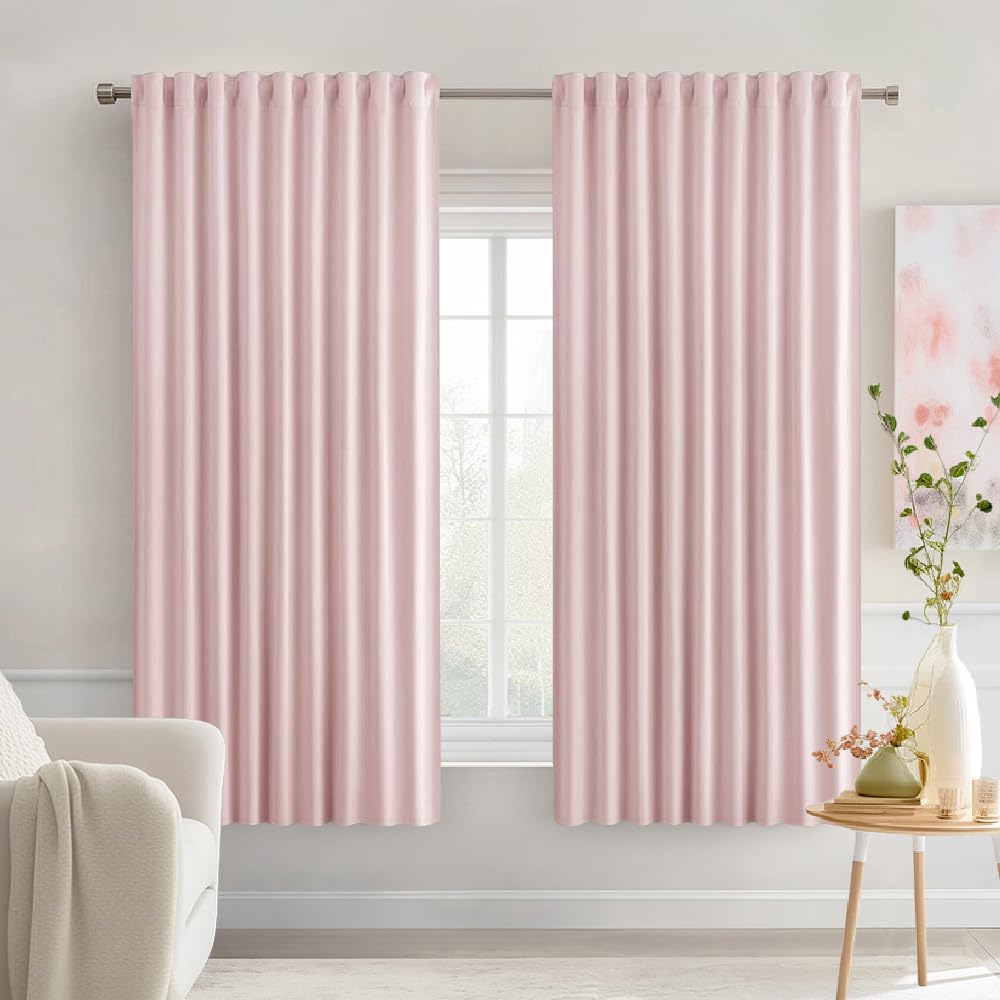 MIULEE 2 Panels Set Black Back Tab Blackout Curtains 52x96 Inch Long