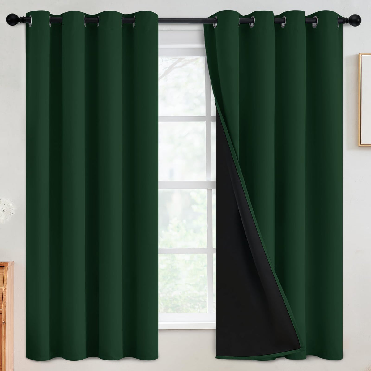 SimpleHome Cream 100% Blackout Curtains Room Darkening Living Room 84 Inch