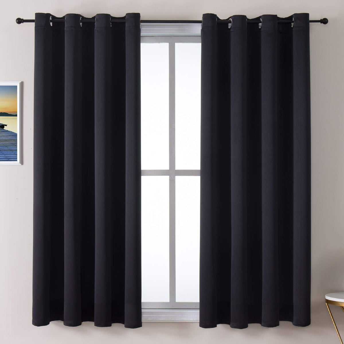 ChrisDowa Blackout Curtains for Bedroom and Living Room 63 Inches Long