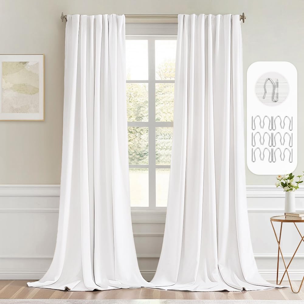 MIULEE 2 Panels Set Black Back Tab Blackout Curtains 52x96 Inch Long