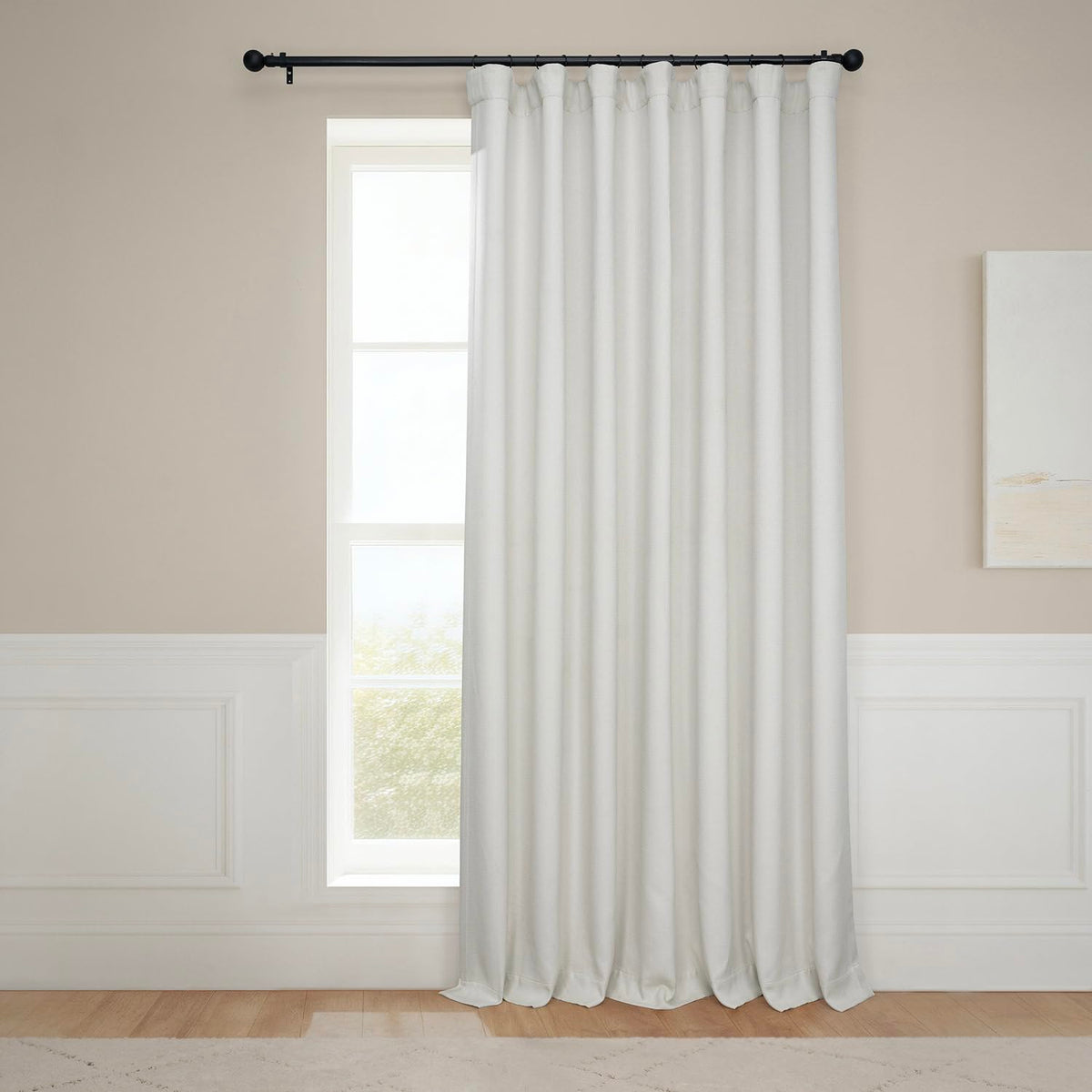Faux Linen Curtains for Living Room (1 Panel) - 50W X 96L, Birch Taupe