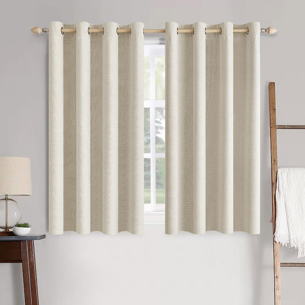 MIULEE 100% Blackout Linen Curtains for Bedroom 52x84 Inches Dusty Blue