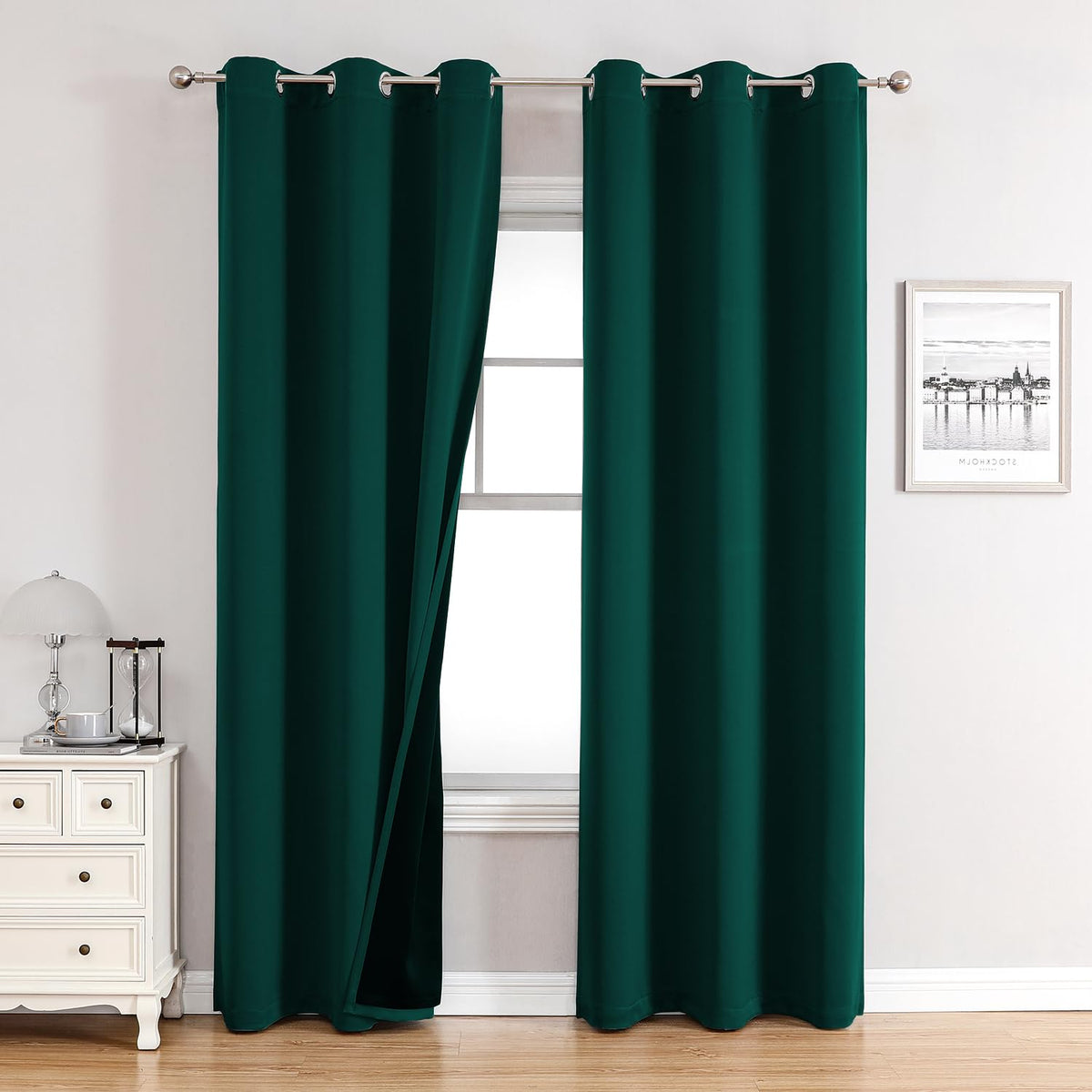 ChrisDowa 100% Blackout Curtains for Bedroom 63 Inch Long with Black Liner