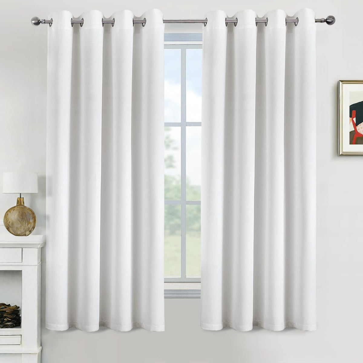 MIULEE Beige Blackout Bedroom Curtains Drapes 84 Inch Long 52"x84"