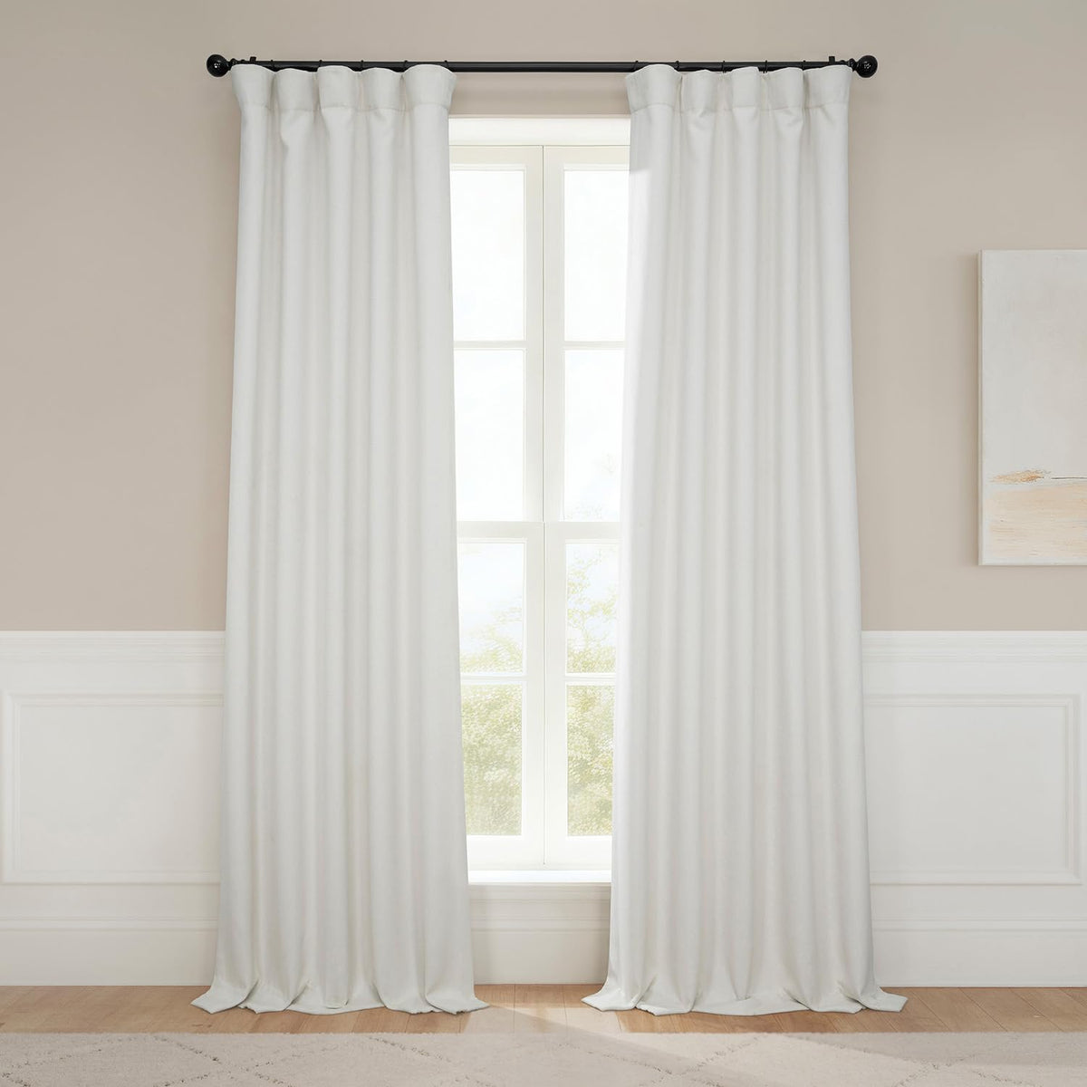 Faux Linen Curtains for Living Room (1 Panel) - 50W X 96L, Birch Taupe