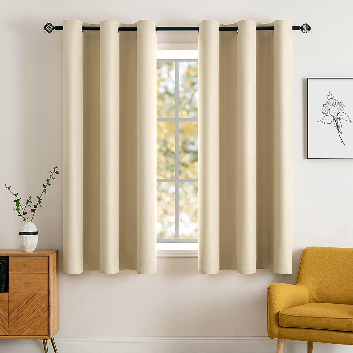 MIULEE Beige Blackout Bedroom Curtains Drapes 84 Inch Long 52"x84"